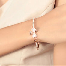 18k Yellow Gold Filled Clear Austrian Crystal Bracelet Bangle Jewelry Flower Women Jewelry