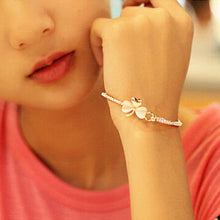 18k Yellow Gold Filled Clear Austrian Crystal Bracelet Bangle Jewelry Flower Women Jewelry