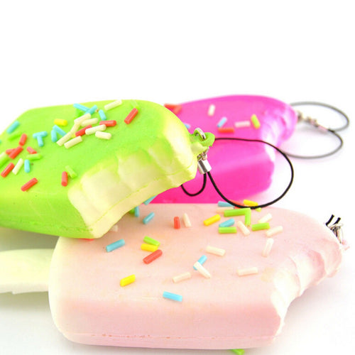 1P Squishy Bread Chocolate Sprinkles Popsicle Phone Straps Soft Scented Charms