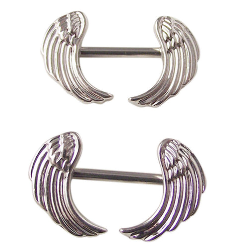 12G Surgical Steel Angle Wings Nipple Rings Barbell Body Piercing Jewelry for Women Men Nice Gifts