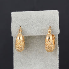 18K Platinum Plated Moon Stripe Hoop Loop Earrings Clasp Jewelry Gift Lady
