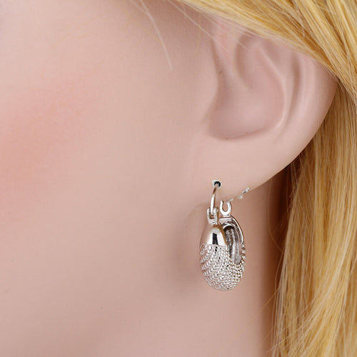 18K Platinum Plated Moon Stripe Hoop Loop Earrings Clasp Jewelry Gift Lady
