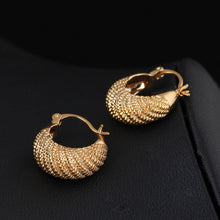 18K Platinum Plated Moon Stripe Hoop Loop Earrings Clasp Jewelry Gift Lady