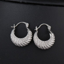 18K Platinum Plated Moon Stripe Hoop Loop Earrings Clasp Jewelry Gift Lady