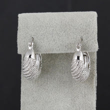 18K Platinum Plated Moon Stripe Hoop Loop Earrings Clasp Jewelry Gift Lady