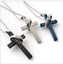 3 Colors Stainless Steel Necklaces Men/ Prayer Cross Men Pendant Necklaces Jewerly