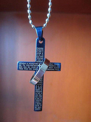 3 Colors Stainless Steel Necklaces Men/ Prayer Cross Men Pendant Necklaces Jewerly