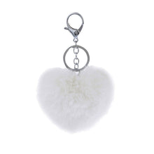 3 Colors Luxury Imitation Keychain Soft Heart Shape Ball PomPom Car Handbag Key Ring
