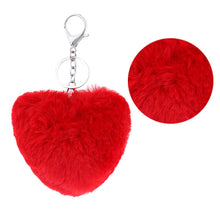 3 Colors Luxury Imitation Keychain Soft Heart Shape Ball PomPom Car Handbag Key Ring