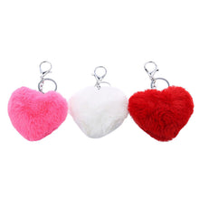 3 Colors Luxury Imitation Keychain Soft Heart Shape Ball PomPom Car Handbag Key Ring