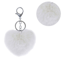 3 Colors Luxury Imitation Keychain Soft Heart Shape Ball PomPom Car Handbag Key Ring