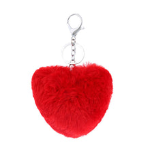 3 Colors Luxury Imitation Keychain Soft Heart Shape Ball PomPom Car Handbag Key Ring