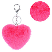 3 Colors Luxury Imitation Keychain Soft Heart Shape Ball PomPom Car Handbag Key Ring