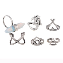 /6pcs rings Silver Boho Women Stack Plain Above Knuckle Ring Midi Finger Tip Rings Set