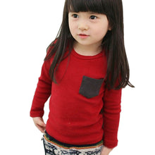 2-7Y Baby Kids Boys Girls Unisex Long Sleeve Clothes Crewneck Children T-shirts Pocket Decor Shirt Clothing PY1