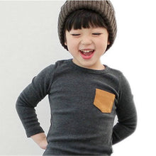 2-7Y Baby Kids Boys Girls Unisex Long Sleeve Clothes Crewneck Children T-shirts Pocket Decor Shirt Clothing PY1