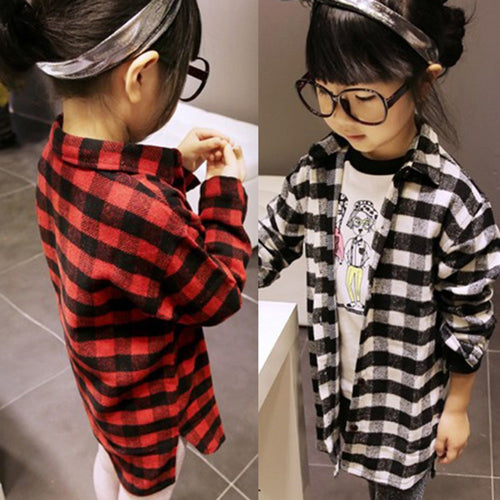 2-7Y Children Kids Boys Girls Shirts Long Sleeve Shirts Plaids Checks Tops Costume Shirt