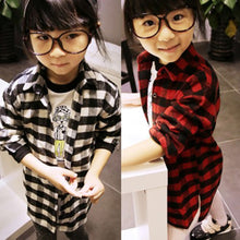 2-7Y Children Kids Boys Girls Shirts Long Sleeve Shirts Plaids Checks Tops Costume Shirt