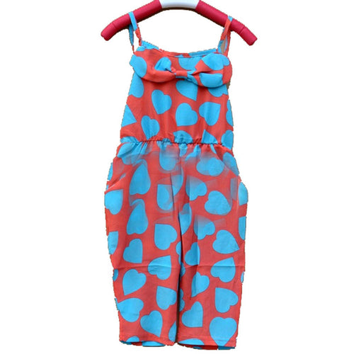 2-7Y Sweet ren Cozy one Piece Jumpsuit Strap Romper Heart Print Harem Trousers LY5
