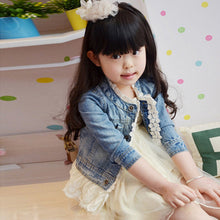 2-7Years Jean Jacket Girls Kids Denim Lace Coat Long Sleeve Botton Children Outwear Clothes
