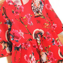 2-8Y New Kids Children Girls Floral Owl Print Princess Dress One Piece Party Dresses