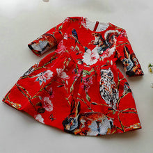 2-8Y New Kids Children Girls Floral Owl Print Princess Dress One Piece Party Dresses