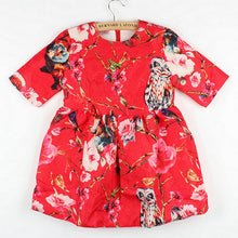 2-8Y New Kids Children Girls Floral Owl Print Princess Dress One Piece Party Dresses
