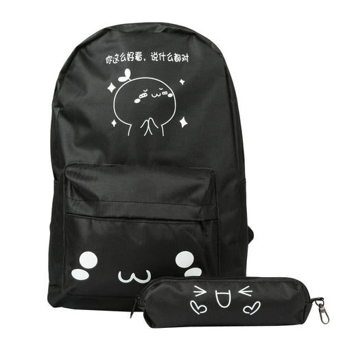 2 Bags Cute Cartoon Women Backpack Kawaii Teenage Girls Backpacks Student Schoolbag Bag Travel Mochila Feminina
