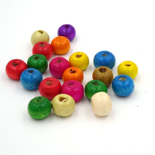 200Pcs Natural Wood Dye Random Wooden Rondelle Spacer Loose Beads 6 10 14MM Pick Size For Jewelry Necklace Bracelet Making