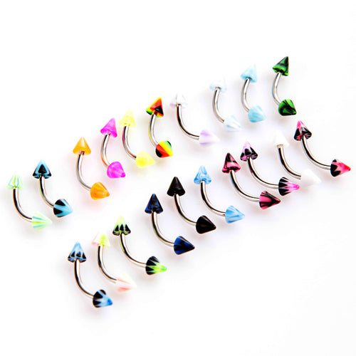 20Pcs Barbell Curved Eyebrow Rings Bars Tragus Body Piercing Jewelley Cone Eyebrow Rings