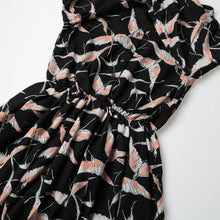 34 Sleeve V-neck Elegant Dress Women Print Elastic Waist Vintage Dress Women Casual Long Dress With Botton