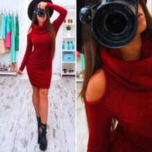 Bow Long Sleeve Straplesidi Women Sexy Club Sheath Bodycon Wool Dress Red Green Elastic Elegant Party Dresses