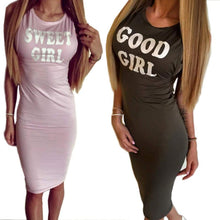 2017 Solid Sleeveless Letter Printed Dresses Women Streetwear Print GOOD GIRL Sheath Dress Casual Bodycon Beach Vestidos