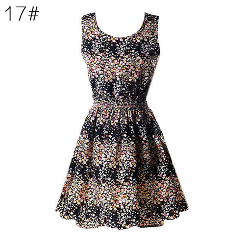 21 Colors New Sexy Women's Tank Chiffon Beach Dress Sleeveless Floral Mini Dresses M-XXL
