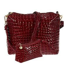 2PCBag Handbag Set Women MessengShouldBag Crocodile PU LeathCasual Tote Crossbody Quilted BagSet Women Clutch Bag
