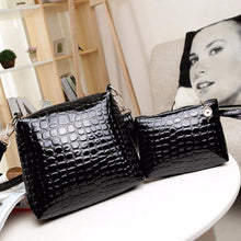 2PCBag Handbag Set Women MessengShouldBag Crocodile PU LeathCasual Tote Crossbody Quilted BagSet Women Clutch Bag