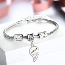 2PCS Mom Women Girl Femme Charm Statement Jewelry Mother Daughter Broken Heart Bracelet Bangle Party Gifts