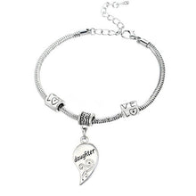 2PCS Mom Women Girl Femme Charm Statement Jewelry Mother Daughter Broken Heart Bracelet Bangle Party Gifts