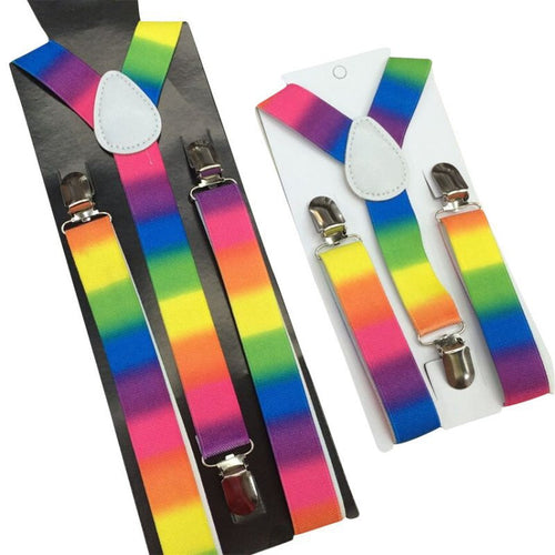 2pcss Colorful Boy Men Y-Back Suspenders Child Elastic Adjustable Clip-On Braces PY1 P18