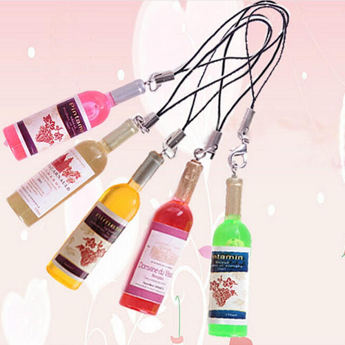 2Pcs Creative Mini Wine Bottle Keyring Key Ring Keychain For mobile phone/