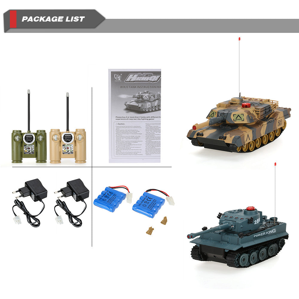 2Pcs HUAN QI 508-10 132 USA M1A2 and German Tiger 1 H1