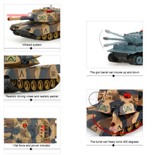 2Pcs HUAN QI 508-10 132 USA M1A2 and German Tiger 1 H1 Infrared Fighting RC Battle Tank with Sound and Lights RC Tank Toys