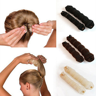 2Pcs Women Ladies Magic Style Hair Styling Tools Buns Braiders Curling Headwear Hair Rope Hair Band Accessories