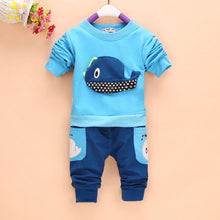 2pcss Outfits 1-4Years Kids Baby Boys Clothes Long Sleeve Whale Tops+Long Pants Clothing Sets 4 Colors