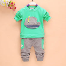 2pcss Outfits 1-4Years Kids Baby Boys Clothes Long Sleeve Whale Tops+Long Pants Clothing Sets 4 Colors