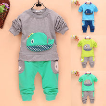 2pcss Outfits 1-4Years Kids Baby Boys Clothes Long Sleeve Whale Tops+Long Pants Clothing Sets 4 Colors