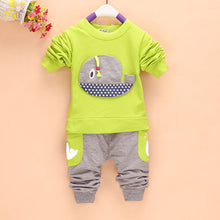 2pcss Outfits 1-4Years Kids Baby Boys Clothes Long Sleeve Whale Tops+Long Pants Clothing Sets 4 Colors