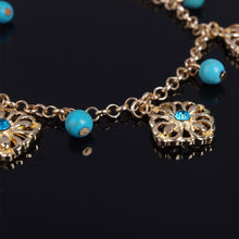 2Pcs Punk Boho Turquoise Beads Anklets Gold Plated Tassels Bracelet Womens Foot Chain Anklet Bracelet Foot Jewelry for women