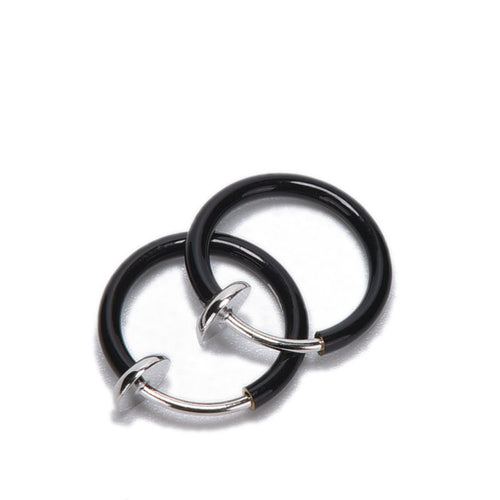 2Pcs Tongue Ring Goth Punk Clip On Fake Piercing Body Nose Lip Rings Hoop Ear Tongue Ring