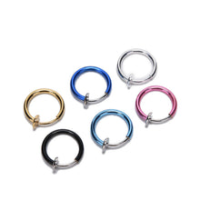 2Pcs Tongue Ring Goth Punk Clip On Fake Piercing Body Nose Lip Rings Hoop Ear Tongue Ring